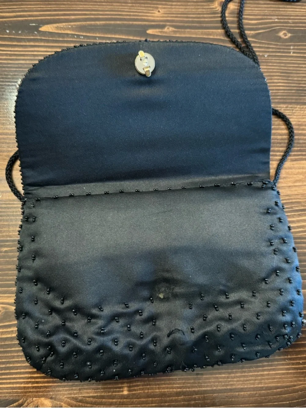 Vintage Gatsby Style Black Evening Bag with Black and Copper Beading
